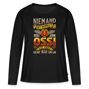 Ossi Geschenk Ostdeutschland NVA Germania Osten - Frauen Premium Bio Langarmshirt - Schwarz - Vorne - Julia (174cm)