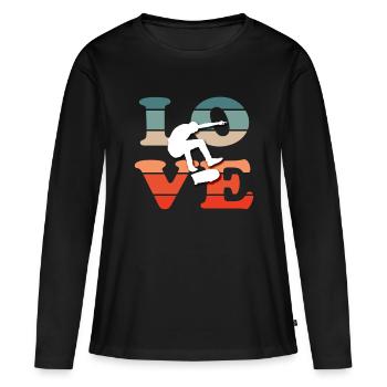 Skateboard Tshirt Skater Sk8 Sk8er Halfpipe Flip - T-shirt manches longues Premium bio Femme - noir - Devant - Julia (174cm)