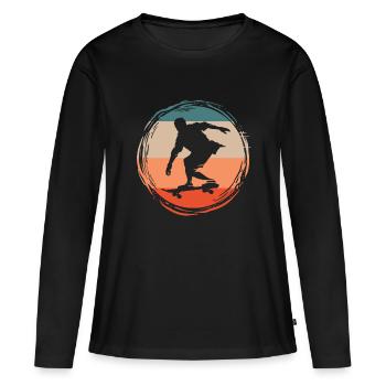 Skater Skateboard Cadeau Halfpipe Sk8 Ollie - T-shirt manches longues Premium bio Femme - noir - Devant - Julia (174cm)