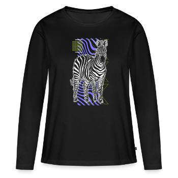 Zebra Gift Noir et Blanc Safari Savannah Steppe - T-shirt manches longues Premium bio Femme - noir - Devant - Julia (174cm)