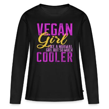 Vegan Veganer Veganerin Geschenk Frauen - Frauen Premium Bio Langarmshirt - Schwarz - Vorne - Julia (174cm)