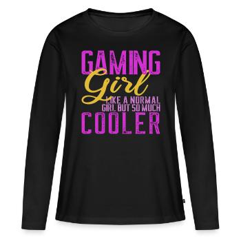 Jeux Vidéo Gamer Gaming Femmes - T-shirt manches longues Premium bio Femme - noir - Devant - Julia (174cm)