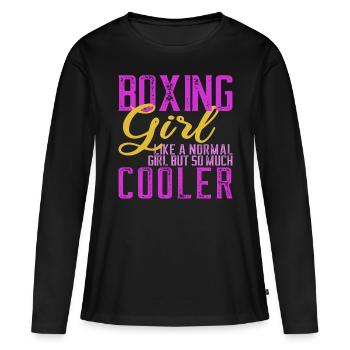 Boxen Boxerin Frauen Kampfsport Geschenk - Frauen Premium Bio Langarmshirt - Schwarz - Vorne - Julia (174cm)