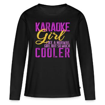 Karaoké Chant Femmes Cadeau - T-shirt manches longues Premium bio Femme - noir - Devant - Julia (174cm)