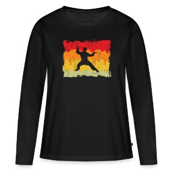 Karaté Arts Martiaux Rétro - T-shirt manches longues Premium bio Femme - noir - Devant - Julia (174cm)