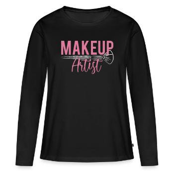 Makeup Artist Shirt Gift - Women's Premium Organic Long Sleeve Shirt - black - Front - Julia (174cm)