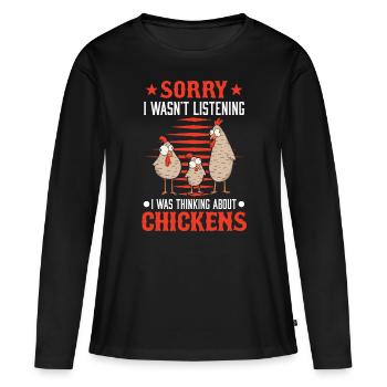 Poulet Cadeau Poulet Poulet Poulet - T-shirt manches longues Premium bio Femme - noir - Devant - Julia (174cm)