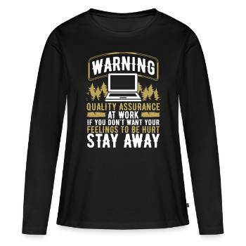 Test du code d’assurance qualité au travail - T-shirt manches longues Premium bio Femme - noir - Devant - Julia (174cm)