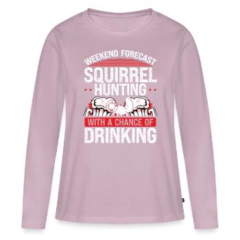 Équipe de chasse aux écureuils Technicien en enlèvement d’écureuils - T-shirt manches longues Premium bio Femme - rose poudré - Devant - Julia (174cm)