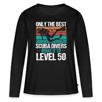 Niveau 50 ans Scuba Diver 50e anniversaire Plongée - T-shirt manches longues Premium bio Femme - noir - Devant - Julia (174cm)