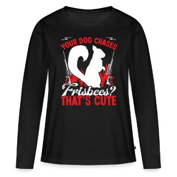 Hunting Dog Funny Squirrel Removal Hunter - Frauen Premium Bio Langarmshirt - Schwarz - Vorne - Julia (174cm)