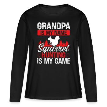 Squirrel Hunting Grandpa Hunter Fathers Day - Frauen Premium Bio Langarmshirt - Schwarz - Vorne - Julia (174cm)