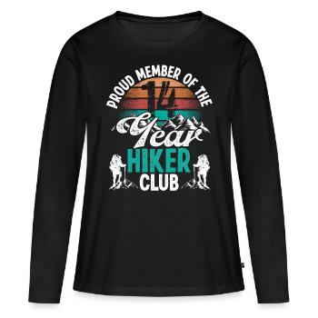 14 Year Old Hiker Mountains Hiking Birthday 14 - Frauen Premium Bio Langarmshirt - Schwarz - Vorne - Julia (174cm)