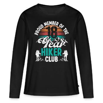 18 Year Old Hiker Mountains Hiking Birthday 18 - Frauen Premium Bio Langarmshirt - Schwarz - Vorne - Julia (174cm)
