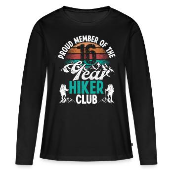 16 Year Old Hiker Mountains Hiking Birthday 16 - Frauen Premium Bio Langarmshirt - Schwarz - Vorne - Julia (174cm)