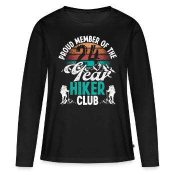 24 Year Old Hiker Mountains Hiking Birthday 24 - Frauen Premium Bio Langarmshirt - Schwarz - Vorne - Julia (174cm)