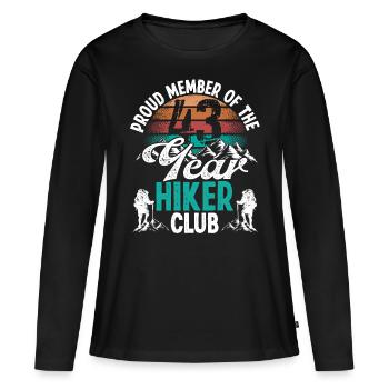 43 Year Old Hiker Mountains Hiking Birthday 43 - Frauen Premium Bio Langarmshirt - Schwarz - Vorne - Julia (174cm)