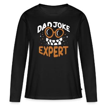 Papa Blague Papa Blague Père Blagues - T-shirt manches longues Premium bio Femme - noir - Devant - Julia (174cm)
