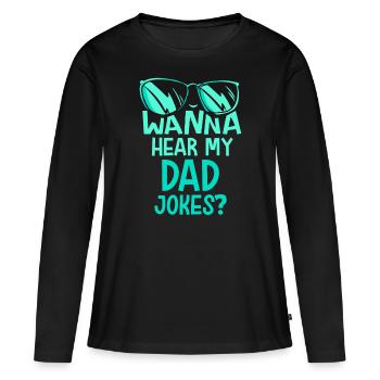 Papa Blague Papa Blague Père Blagues - T-shirt manches longues Premium bio Femme - noir - Devant - Julia (174cm)