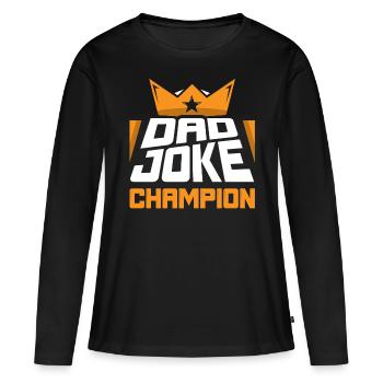 Papa Blague Papa Blague Blague Père - T-shirt manches longues Premium bio Femme - noir - Devant - Julia (174cm)