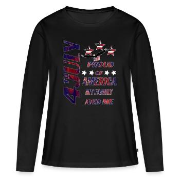 4 juillet. Jour de l’indépendance. Seulement ici. - T-shirt manches longues Premium bio Femme - noir - Devant - Julia (174cm)