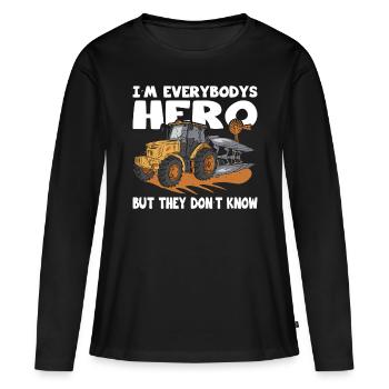 Agriculteur Tout le monde Héros Agriculteur Agriculture - T-shirt manches longues Premium bio Femme - noir - Devant - Julia (174cm)