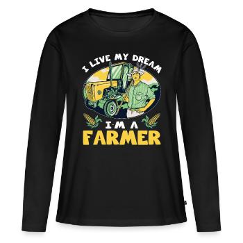 Bauer I Live My Dream Farmer Agriculture - Women's Premium Organic Long Sleeve Shirt - black - Front - Julia (174cm)