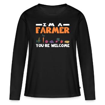 Agriculteur Vous êtes le bienvenu Agriculteur Agriculture - T-shirt manches longues Premium bio Femme - noir - Devant - Julia (174cm)