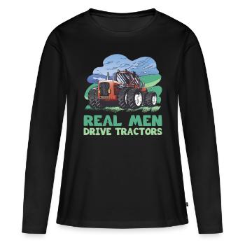 Farmer Real Men Drive Tractors Farmer - Women's Premium Organic Long Sleeve Shirt - black - Front - Julia (174cm)