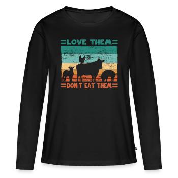Agriculteur Aimez-les Ne les mangez pas Agriculteur - T-shirt manches longues Premium bio Femme - noir - Devant - Julia (174cm)