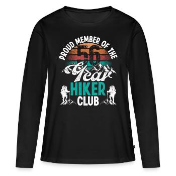 56 Year Old Hiker Mountains Hiking Birthday 56 - Frauen Premium Bio Langarmshirt - Schwarz - Vorne - Julia (174cm)