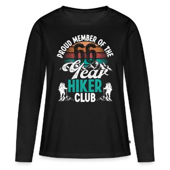 66 Year Old Hiker Mountains Hiking Birthday 66 - Frauen Premium Bio Langarmshirt - Schwarz - Vorne - Julia (174cm)