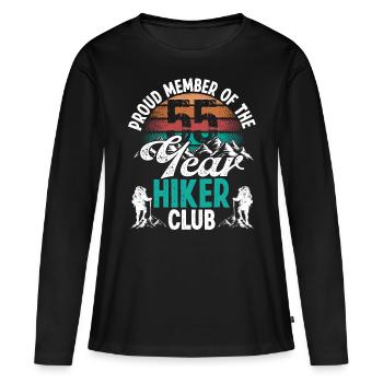 55 Year Old Hiker Mountains Hiking Birthday 55 - Frauen Premium Bio Langarmshirt - Schwarz - Vorne - Julia (174cm)