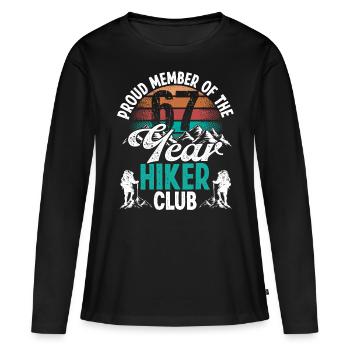 67 Year Old Hiker Mountains Hiking Birthday 67 - Frauen Premium Bio Langarmshirt - Schwarz - Vorne - Julia (174cm)
