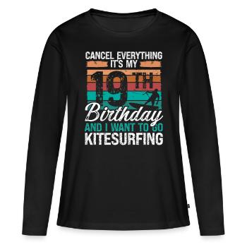 19 Birthday Kiteboarding Kitesurfer 19 Year Old - Frauen Premium Bio Langarmshirt - Schwarz - Vorne - Julia (174cm)