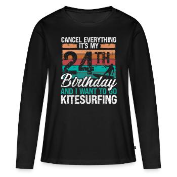24 Birthday Kiteboarding Kitesurfer 24 Year Old - Frauen Premium Bio Langarmshirt - Schwarz - Vorne - Julia (174cm)