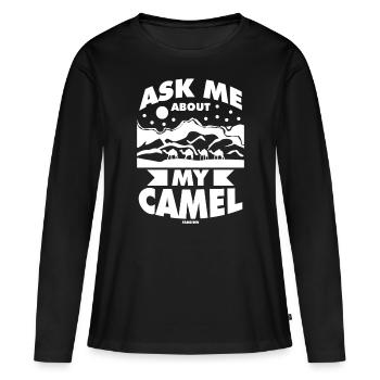 Posez-moi des questions sur mon chameau - T-shirt manches longues Premium bio Femme - noir - Devant - Julia (174cm)