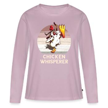 Hühner Flüsterer I Chuchoteur de poulet - T-shirt manches longues Premium bio Femme - rose poudré - Devant - Julia (174cm)