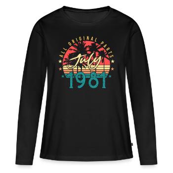 Born in July 1981 - Women's Premium Organic Long Sleeve Shirt - black - Front - Julia (174cm)