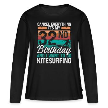 32 Birthday Kiteboarding Kitesurfer 32 Year Old - Frauen Premium Bio Langarmshirt - Schwarz - Vorne - Julia (174cm)