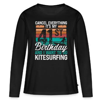 41 Birthday Kiteboarding Kitesurfer 41 Year Old - Frauen Premium Bio Langarmshirt - Schwarz - Vorne - Julia (174cm)