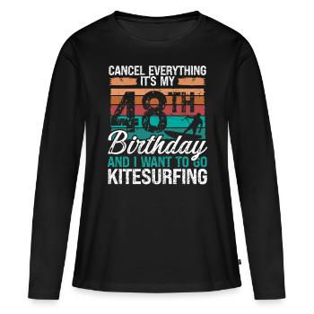 48 Birthday Kiteboarding Kitesurfer 48 Year Old - Frauen Premium Bio Langarmshirt - Schwarz - Vorne - Julia (174cm)