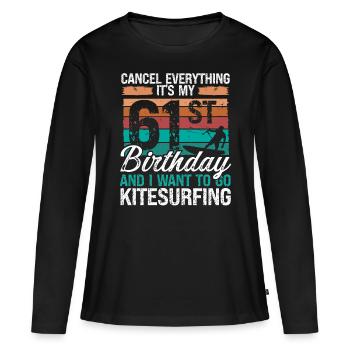 61 Birthday Kiteboarding Kitesurfer 61 Year Old - Frauen Premium Bio Langarmshirt - Schwarz - Vorne - Julia (174cm)