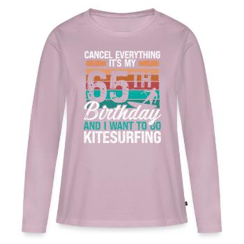 65 Birthday Kiteboarding Kitesurfer 65 Year Old - Women's Premium Organic Long Sleeve Shirt - dusky pink - Front - Julia (174cm)