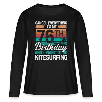 76 Birthday Kiteboarding Kitesurfer 76 Year Old - Frauen Premium Bio Langarmshirt - Schwarz - Vorne - Julia (174cm)