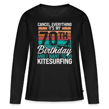 70 Birthday Kiteboarding Kitesurfer 70 Year Old - Frauen Premium Bio Langarmshirt - Schwarz - Vorne - Julia (174cm)