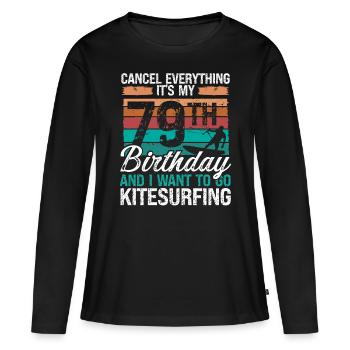 79 Birthday Kiteboarding Kitesurfer 79 Year Old - Frauen Premium Bio Langarmshirt - Schwarz - Vorne - Julia (174cm)