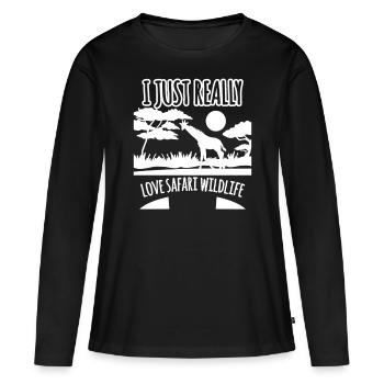 Safari - T-shirt manches longues Premium bio Femme - noir - Devant - Julia (174cm)
