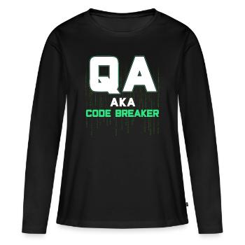 QA Ingenieur QA Tester Software Tester - Frauen Premium Bio Langarmshirt - Schwarz - Vorne - Julia (174cm)
