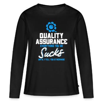 QA Ingenieur QA Tester Software Tester - Frauen Premium Bio Langarmshirt - Schwarz - Vorne - Julia (174cm)